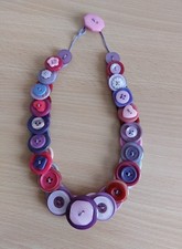 Handmade Button Necklace. Purples/Pinks main colour. One of a kind