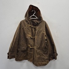 Toast Duffle Cape Wax Waterproof Brown Country Rain Hood Coat Jacket Size UK 16