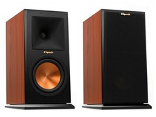 Klipsch Rp 160 M Pair Cherry Shelf Speakers with black  glass stands
