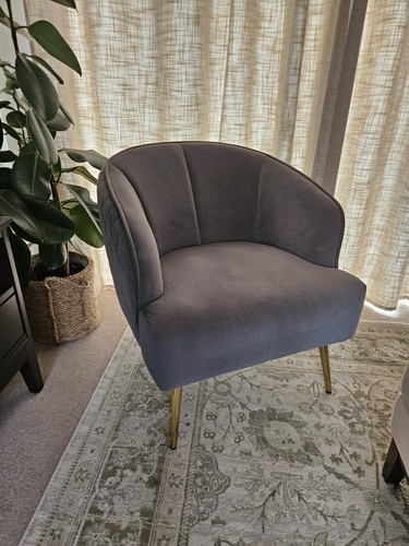 Grey velvet armchair - grey,