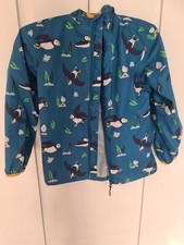 Frugi Puffin Waterproof Rain Jacket Age 9-10 blue seagull seaside