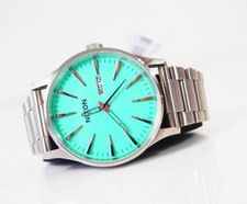 Nixon Sentry SS Watch Silver / Turquoise A356-2084-00 NWT