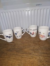 ON THE FARM ANIMAL MUGS cow sheep pig cockeral X 4