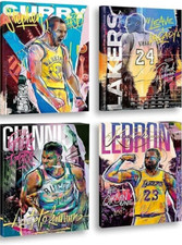 Basketball Stars Wall Art,Graffiti Basketball Art Prints, Curry Lebron Kobe 8x10