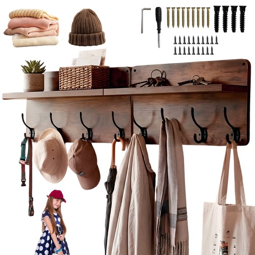 Wall coat rack pcs hooks - rack, 8