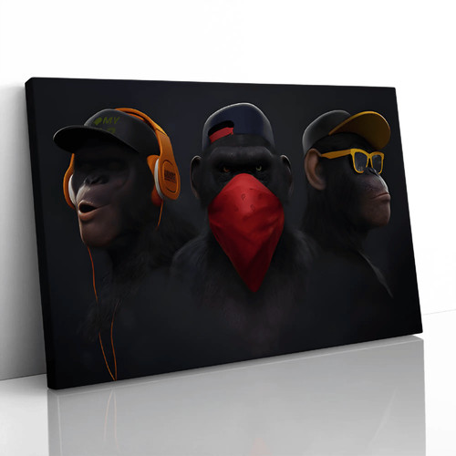 Swag monkeys banksy canvas - monkeys,
