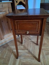 Antique inlaid mahogany sewing - mahogany,