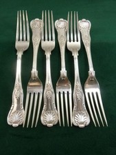 6 Antique John Round & Sons Dinner Table Forks kings pattern silver plated #1