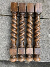 4 Reclaimed 19" Antique Barley Twist Hard Wood Spindle  Legs lot 1