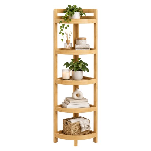 Bamboo corner shelf - bamboo, shelf,