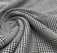 4 Metres Grey Black Check Ponte Fabric Stretch Jersey Dress Crafts
