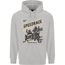 Speed Race Motorcycle Side Car Motorbike Mens 80% Cotton Hoodie