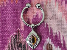 Montblanc Jungle Eyes 925 Sterling Silver Palmeira Citrine Rhombus Key Ring