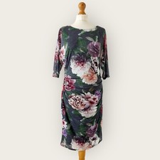 Phase Eight Floral Dress Fit Size 12 Navy Multi Reka  Ruched Occasion Party