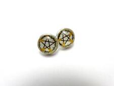 Witch's Broom Pentacle pentagram stud Earrings Halloween gothic wiccan jewellery