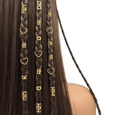 Hair braids beads gold rings - braids,