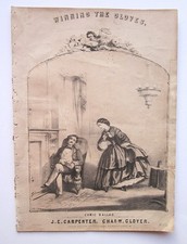 Winning the Gloves Antique Illustrated Victorian Music Sheet Marriage Hamerton