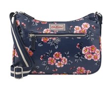 Cath Kidston Cross Body Shoulder Bag Curved York Bunch Floral Blue Oilcloth 