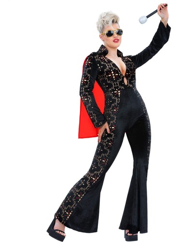 Elvis black rhinestone ladies - black,