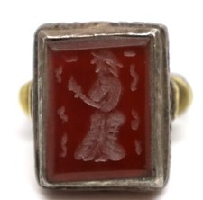 Unique Ancient Roman Carnelian Agate king intaglio Beautiful silver Ring