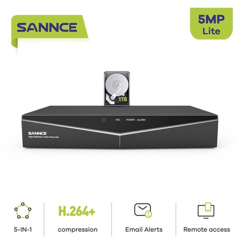 1tb sannce 5mp 8ch - 1tb, cctv