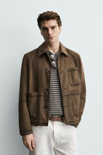 Zara faux suede jacket brown - faux,