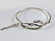 Lovely Vintage Sterling Silver Ola Gorie Frances Bangle With Safety Chain