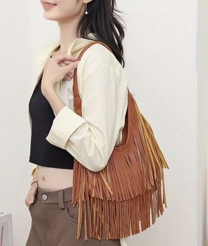 New boho fringed tan - fringed,