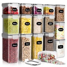 HEFTMAN Storage Containers Plastic Airtight Lids Food Fresh Sugar (Set of 16)