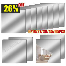 9-54Pcs Mirror Tiles Wall Sticker Square Self Adhesive Stick On DIY Art Home