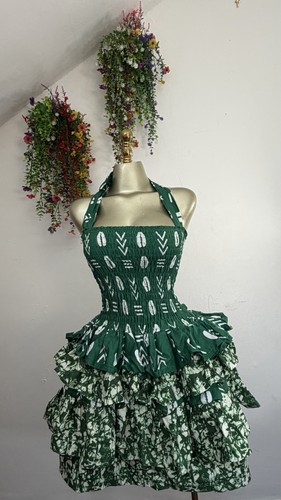 African print dress - dress, smocked