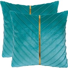 Light Blue Velvet Cushion Covers, Filled, Inserts Included 2pack