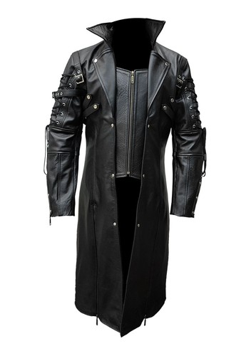 Mens real leather trench - real, coat