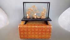 VINTAGE CHINESE DIORAMA INTRICATE CARVED CORK DISPLAY IN LACQUERED DISPLAY CASE