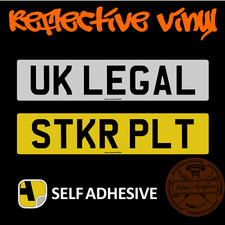 Stick On Number Plate -Numberplate registraion sticker reflective Road Mot legal