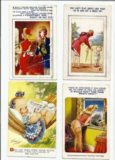BAMFORTH COMIC CARDS x 9 CARDS - OLD VINTAGE POSTMARKED POSTCARDS  - RUDE RISQUE