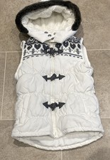 TU Girls Fur Trim Hooded Quilted White Gilet / Body Warmer age  7-8 yrs 
