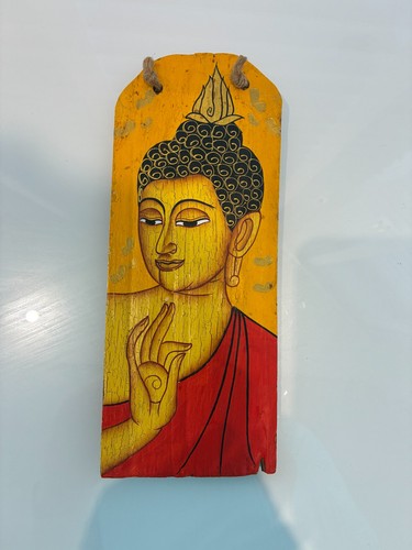 Hand painted wooden buddha - hand,