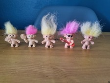 Vintage  Troll Dolls Pencil Toppers Colourful Hair X5