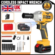 1000Nm 1/2" Cordless Electric Impact Wrench Drill Gun Ratchet Driver w/2 Battery
