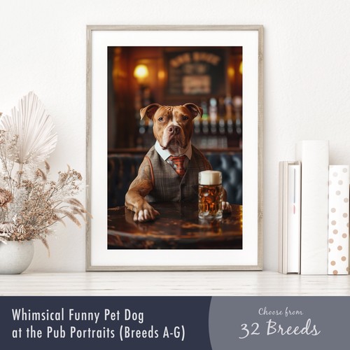 Dog the pub - portrait, print