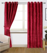 CRUSHED VELVET Curtains Pair of EYELET Ring Top Heavy Fully Lined Ready to Hang
