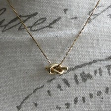 Knot Pendant Necklace Vermeil Gold on Sterling Silver 925 16.5" 42 cm Box Chain