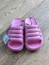 Girls 1-2 Child Shoe Size Pink Glitter Sliders Sandals Shoes Holiday Beach