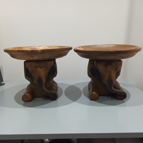 Pair small wooden elephant - pair,