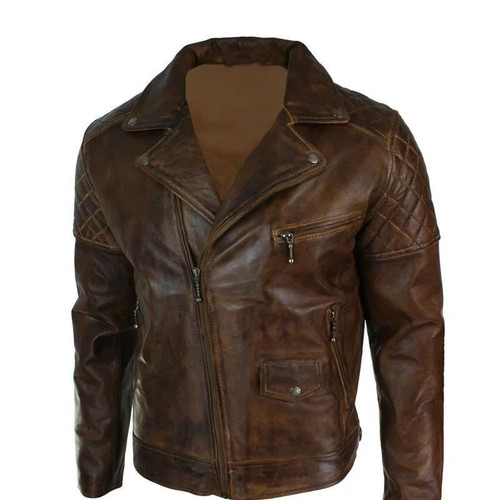 Mens real brown biker vintage - real,