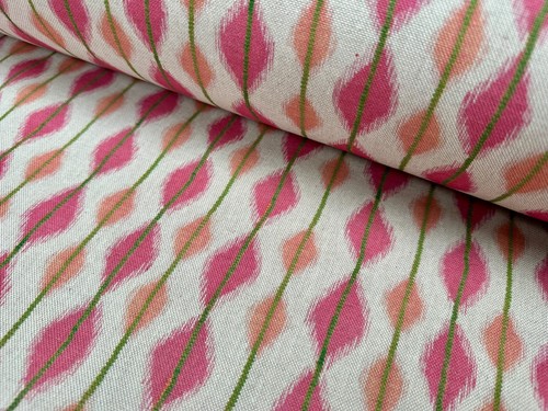 Pink green ikat - pink, fabric