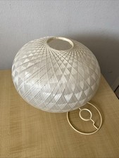 Vintage Spun Fibreglass Ceiling Lightshade Mid Century Modern Off White Oval