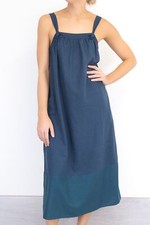 Womens Linen Blend Dress Navy