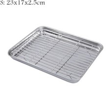 Stainless Steel Baking Tray with Rack BBQ Roaster Oven Cooling Rack Sheet Pan UK